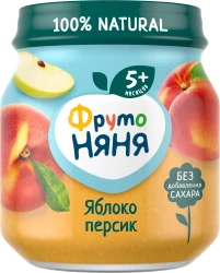 Piure ФрутоНяня din mere-piersic (5 luni+), 100 g cumpăra în Chișinau. Foto 1