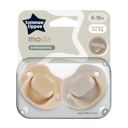 Ортодонтические силиконовые соски Tommee Tippee Moda Beige (6-18 мес.), 2 шт. купить в Кишиневе. Фото 1