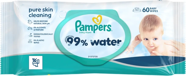 Servetele umede Pampers Water 99%, 60 buc. cumpăra în Chișinau. Foto 1