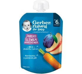 Piure Gerber Măr-prună-morcov (6 luni+), 80 gr cumpăra în Chișinau. Foto 1