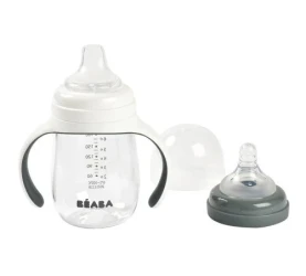 Oбучающая бутылочка 2в1 Beaba 4 м+ 210 мл Mineral Grey купить в Кишиневе. Фото 3