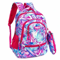 Школьный большой рюкзак с пеналом Mesco Blue&Pink, 44x32x16 см купить в Кишиневе. Фото 1