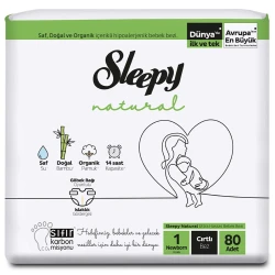 Scutece Sleepy Natural Ultra Sensitive Jumbo Newborn 1 (2-5 kg), 80 buc. cumpăra în Chișinau. Foto 1