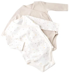 Body cu mânecă lungă BabyCosy Organic Ivory & Beige, 2 buc. (6-9L) cumpăra în Chișinau. Foto 1