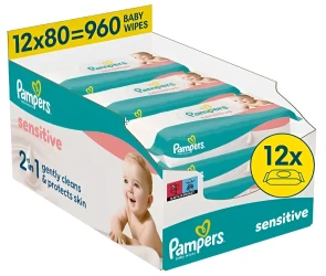 Servetele umede Pampers Sensitive, 12x80 buc. cumpăra în Chișinau. Foto 1