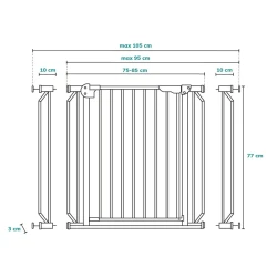 Poartă de siguranță Lionelo Truus Slim White, 75-105 cm cumpăra în Chișinau. Foto 8