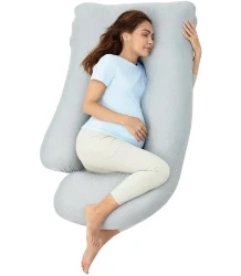 Подушка для беременных Momcozy формы-U Cooling Fabric Light Grey, 145 см купить в Кишиневе. Фото 1