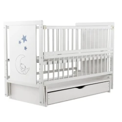 Детская кроватка Дубок Ведмедик Белый на маятнике с ящиком купить в Кишиневе