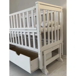 Pătuț Goydalka Alex Premium Alb pe balansoar cu sertar cumpăra în Chișinau. Foto 4