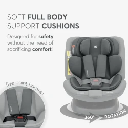 Автокресло 40-150 см (i-Size) Isofix KikkaBoo i-Defend Grey, поворотное 360 купить в Кишиневе. Фото 7