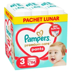 Подгузники-трусики Pampers Premium Care Pants BOX №3 (6-11 кг), 114 шт. купить в Кишиневе. Фото 1