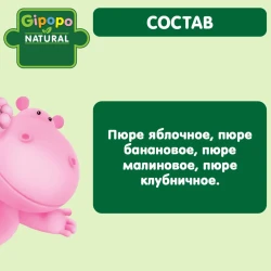 Пюре Gipopo яблоко-банан-клубника-малина (6 месяцев+), 90 г купить в Кишиневе. Фото 3
