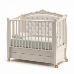 Детская кроватка качалка с ящиком (на колесах) Gandylyan Жанетт ваниль купить в Кишиневе. Фото 1