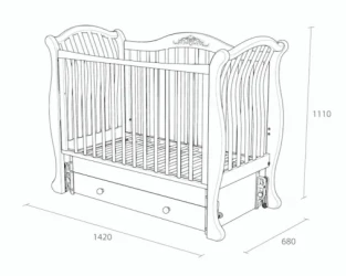 Детская кроватка на маятнике с ящиком Gandylyan Габриэлла Люкс белая купить в Кишиневе. Фото 3