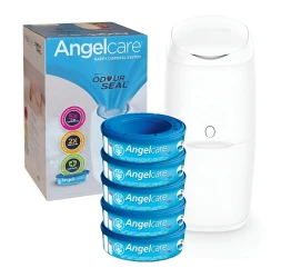 Контейнер для подгузников AngelCare Classic White + 5 сменных круглых кассет на 900 подгузников купить в Кишиневе. Фото 1