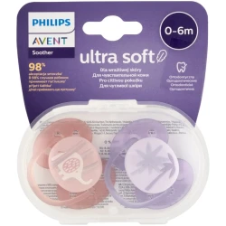 Ортодонтическая пустышка из силикона Philips Avent Ultra Soft Girl Pink&Violet (0-6 мес.), 2 шт. купить в Кишиневе. Фото 5