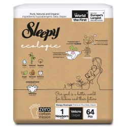 Scutece Sleepy Ecologic Double Newborn 1 (2-5 kg), 64 buc. cumpăra în Chișinau. Foto 1