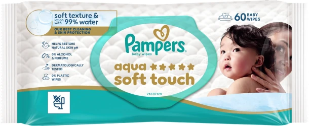Servetele umede Pampers Aqua Soft Touch, 60 buc. cumpăra în Chișinau. Foto 1