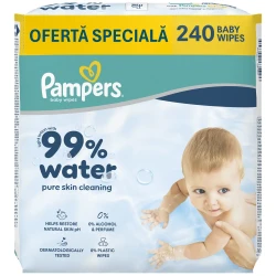 Влажные салфетки Pampers Water 99%, 4x60 шт. купить в Кишиневе. Фото 1
