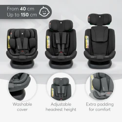 Автокресло 40-150 см (i-Size) Isofix KikkaBoo i-Defend Black, поворотное 360 купить в Кишиневе. Фото 8
