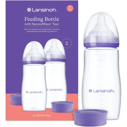 Set de biberoane pentru bebeluși din polipropilenă Lansinoh NaturalWave, 330 ml, 2 buc. cumpăra în Chișinau. Foto 1
