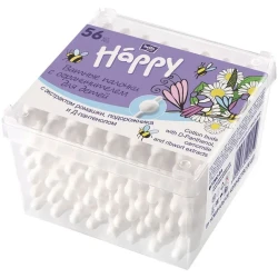 Ватные палочки Bella Baby Happy с экстрактом ромашки, подорожника и Д-пантенолом и с ограничителем, 56 шт. купить в Кишиневе. Фото 1