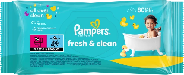 Влажные салфетки Pampers Fresh Clean, 80 шт. купить в Кишиневе. Фото 1