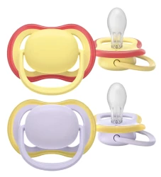 Ортодонтические силиконовые соски Philips Avent Ultra Air Yellow & Purple (0-6 мес.), 2 шт. купить в Кишиневе. Фото 1