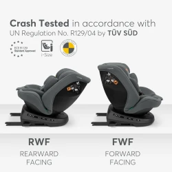 Автокресло 40-150 см (i-Size) Isofix KikkaBoo i-Defend Grey, поворотное 360 купить в Кишиневе. Фото 3