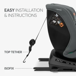 Автокресло 40-150 см (i-Size) Isofix KikkaBoo i-Defend Grey, поворотное 360 купить в Кишиневе. Фото 4