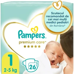 Подгузники Pampers Premium Care New Born 1 (2-5 кг), 26 шт. купить в Кишиневе. Фото 1