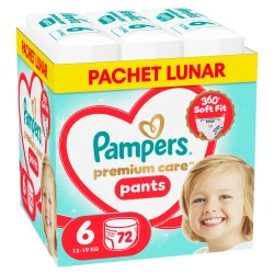 Подгузники-трусики Pampers Premium Care Pants BOX №6 (13-19 кг), 72 шт. купить в Кишиневе. Фото 1