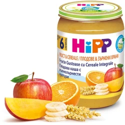 Пюре HiPP Фруктовое ассорти с зерновыми хлопьями  (6 мес+), 190 гр  купить в Кишиневе. Фото 1