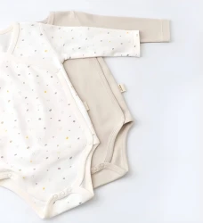 Body cu mânecă lungă BabyCosy Organic Ivory & Beige, 2 buc. (6-9L) cumpăra în Chișinau. Foto 4