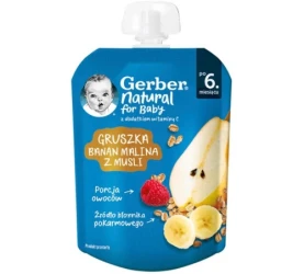 Piure Gerber Pară-banană-zmeură și cereale (6 luni+), 80 gr cumpăra în Chișinau. Foto 1
