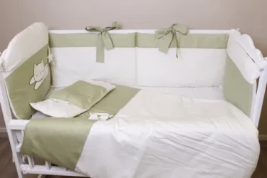 Lenjerie de pătuț 8 piese PernaMea Satin Pisica Oliva cumpăra în Chișinau. Foto 4