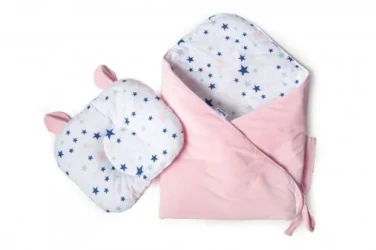 Set paturica de infasat si perna Twins Bear Roz cumpăra în Chișinau